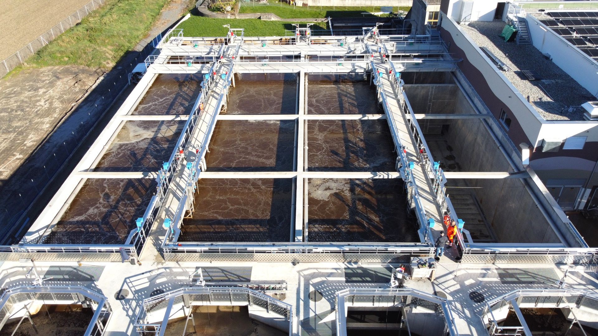 Station épuration Aigle, bassins biologiques